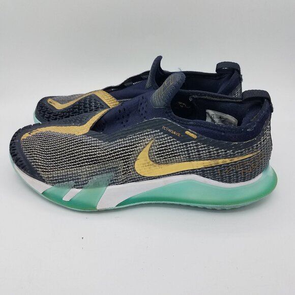 NikeCourt React Vapor NXT Obsidian Metallic Gold Tennis Shoes 6.5 CV0724-400 - Picture 1 of 9